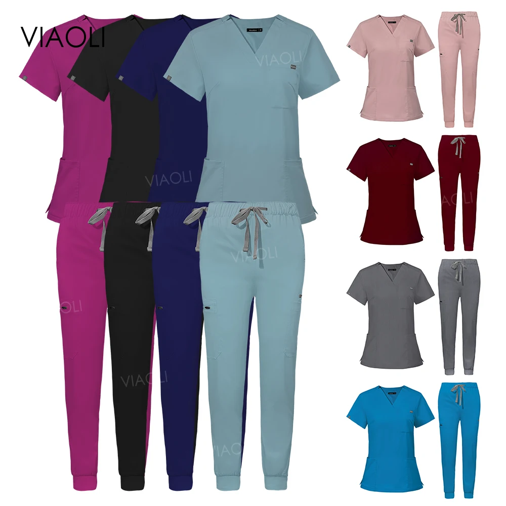 

Scrub Sets Uniform Women Joggers Solid Color High-quality Surgical Clothing Unisex Hospital Accessories Dental Clinical Workwear