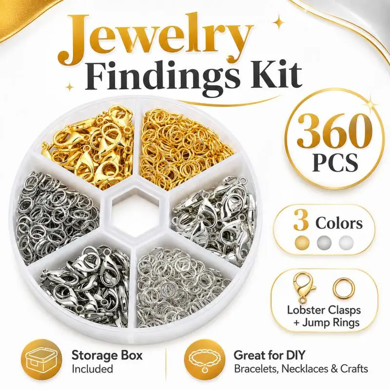 5~1 Boxen Schmuckherstellungs-Set mit Karabinerverschlüssen, Biegeringen, Quetschperlen, Perlenbox, Handgemachtes DIY Armband- und Halsketten-Zubehör – Detail 1