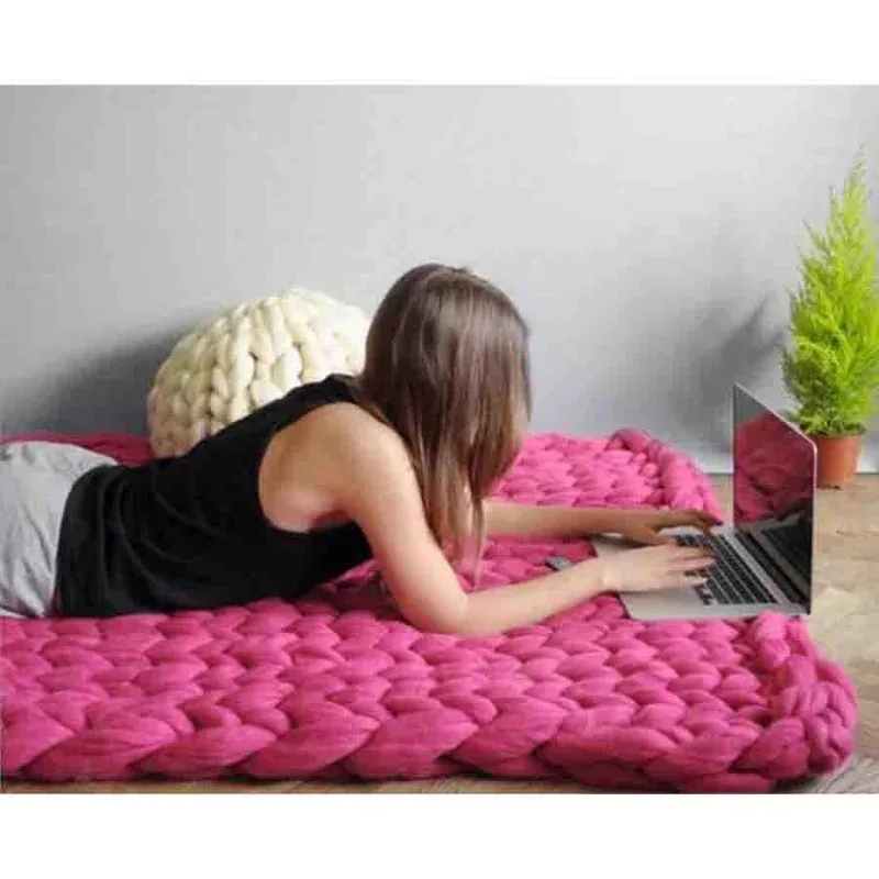 Mode klobige Wolldecke dicke große Garn Roving gestrickte Decke Winter warme Sofa Bett Decken