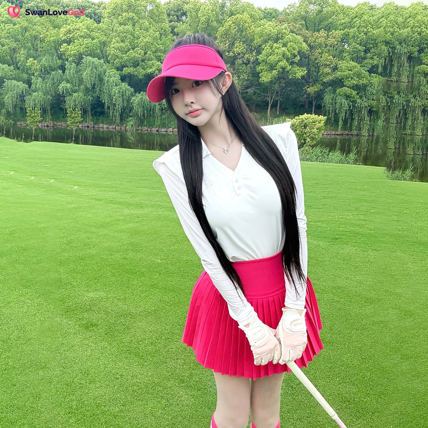 

SG Autumn Golf Apparel Ladies Long-sleeved V-neck Shirts Ruffles Slim Polo Tops Elastic Lady Tennis Pleated Skort Golf Skirts