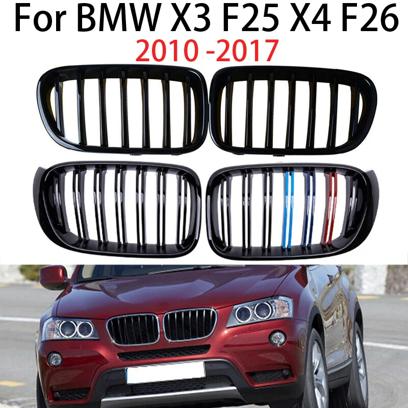 

For BMW X3 F25 X4 F26 2010-2017 Car Front Kidney Grille Hood Front Bumper Radiator Grill Signal/Double Slat Diamond Style