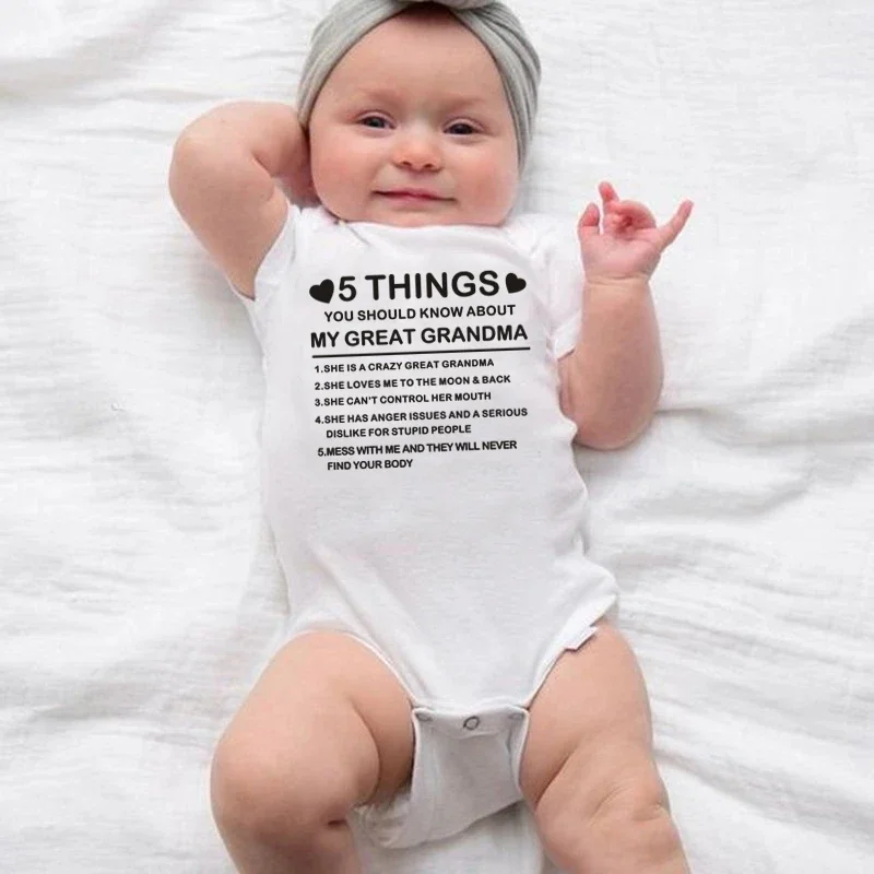 5 Things You Should Know About My Great Grandma Baby Bodysuit Funny Newborn Toddler Jumpsuit Summer Clothes Infant Shower Gifts