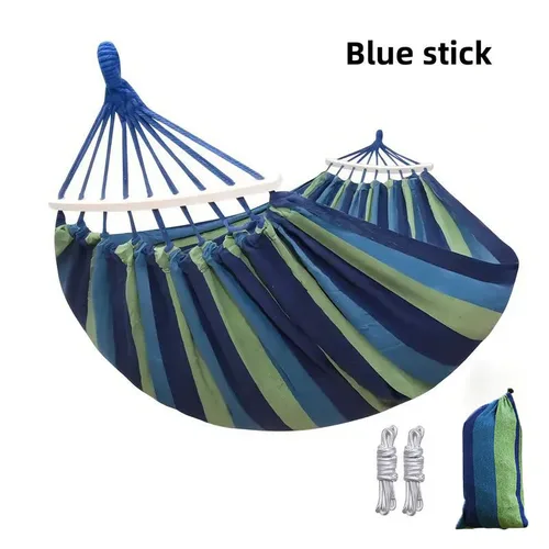 Hamaca portátil para acampar a rayas coloridas con bolsa de almacenamiento y diseño antivuelco con lazo para árbol, adecuada para acampar al aire libre