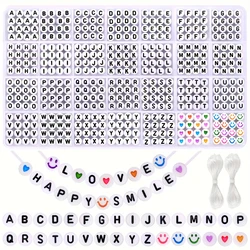 1400 Pieces Of Letter Bead Assembly A-Z 7mm Acrylic Heart-Shaped Smiling Face Digital Pentagram Moon Diy Bracelet Necklace Jewel
