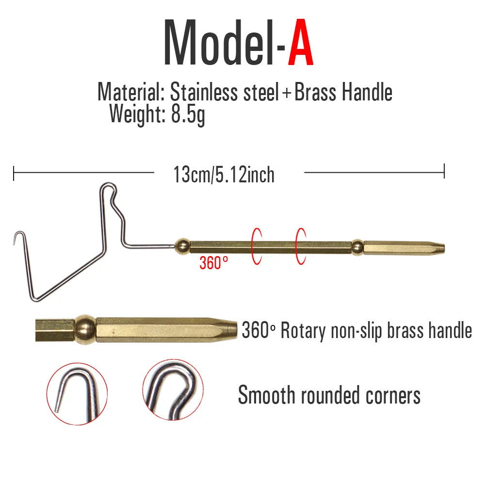 Vtwins Fly Tying Tool Whip Finisher Thread Knotter Tool Brass Knurled Stainless Steel Handle For Fly Fishing Flies