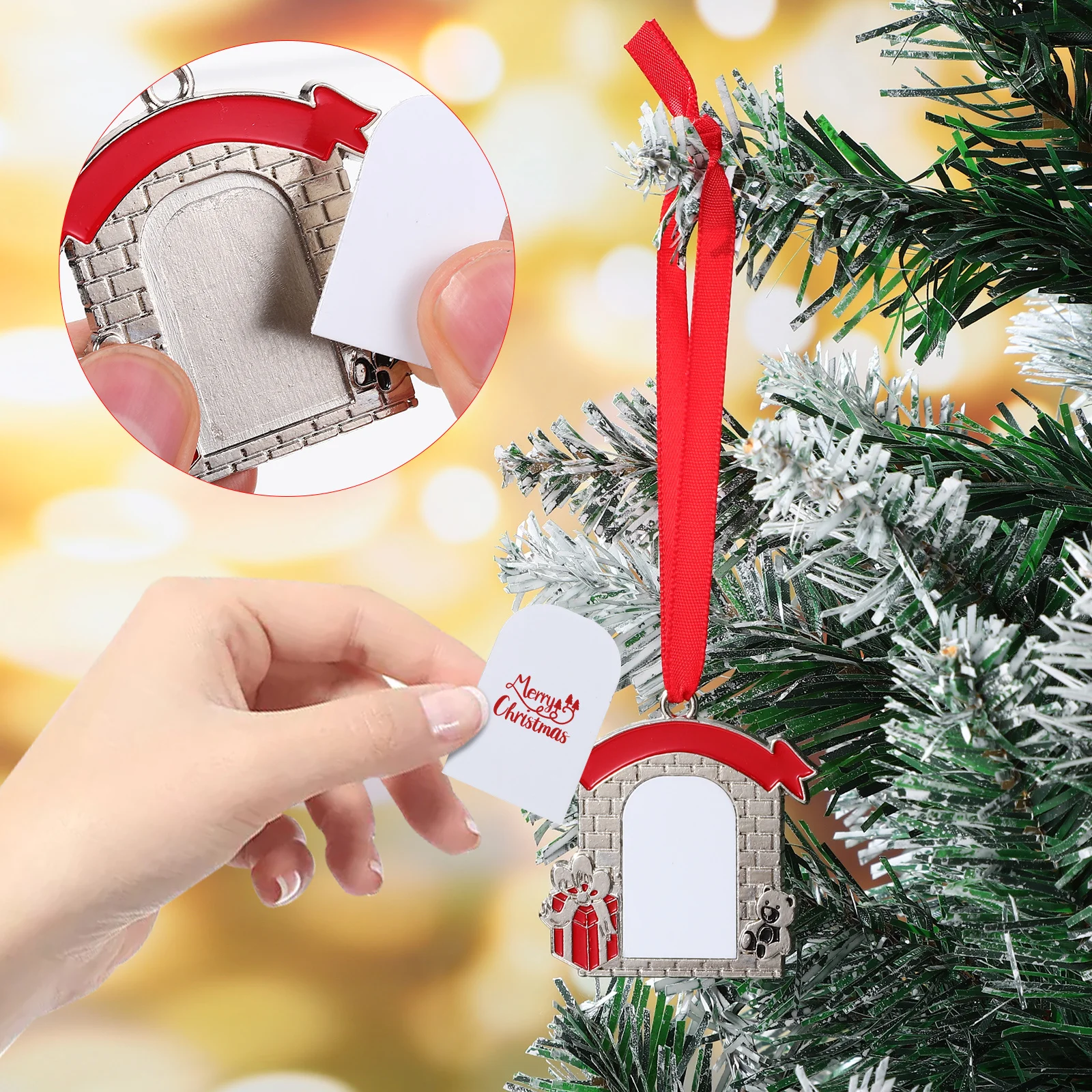 

2Pcs Zinc Alloy Christmas Hanging Ornaments DIY Heat Transfer Xmas Tree Decor Xmas Party Favors Hanging Decorations