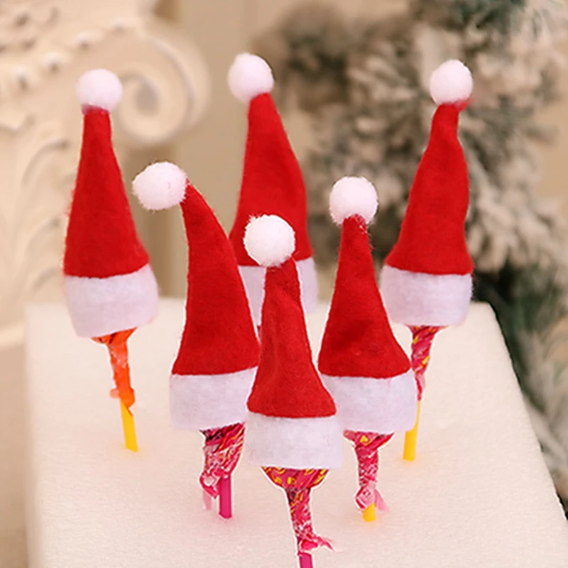 10/20PCS Mini Santa Hat Lollipop Hat Kids Gifts Happy New Year Decor Ornament Christmas Party Decorations For Home Xams 2024