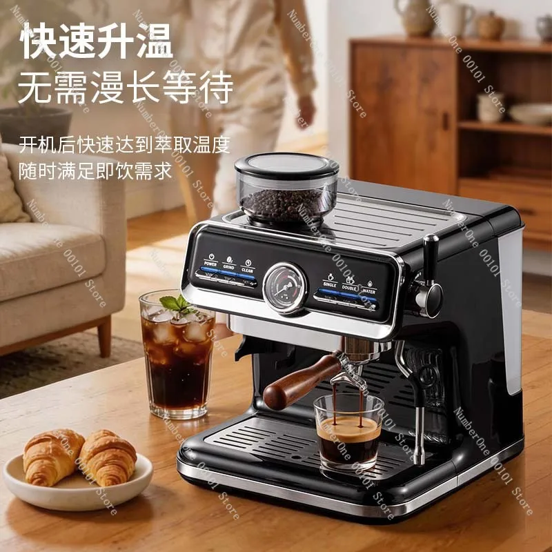Semi-Automatic Espresso Machine 15Bar Built In Grinder Milk Frother Cold Brew Cappuccino Maker Steam Wand Compact For Home Dorm