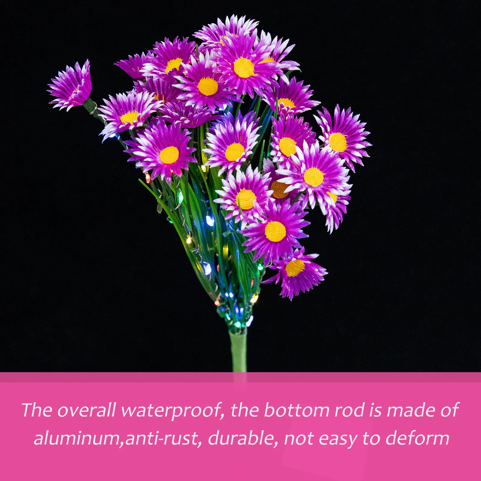 LED Solar Outdoor Lawn Lamp Chrysanthemum Design Garden Ground Light Decorative Lamp Yard Patio Lighting Solar Powered