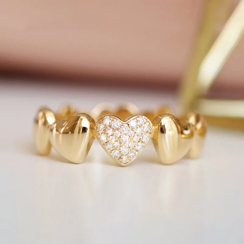 

Small Niche Design Heart Ring S925 Pure Silver Light Luxury Gold-plated Ring, Cool and Versatile Index Finger Ring
