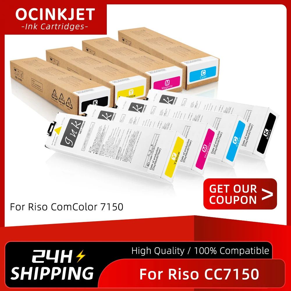 สําหรับ Riso CC7150 ComColor ตลับหมึกสําหรับ Riso ComColor 7150 เครื่องพิมพ์ 1000 มิลลิลิตร/ชิ้น