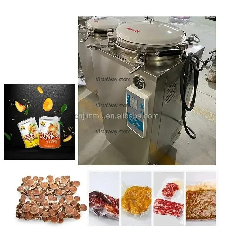 Autoklaf Tekanan Vertikal 100l 120l 150l untuk Sterilisasi Makanan dengan Dua Keranjang