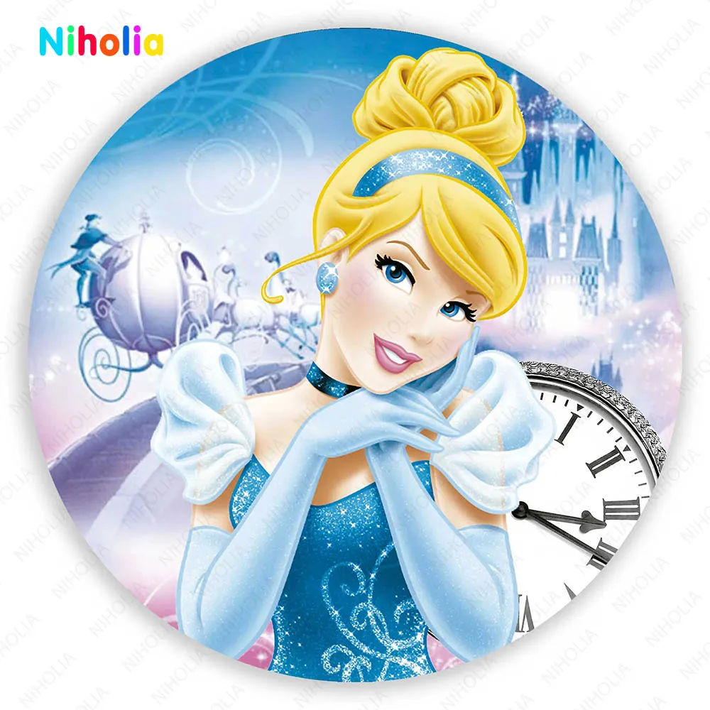 

Фон принцессы Золушки для девочек, синее платье с днем рождения, фоны-цилиндры, чехлы для детского душа, баннер