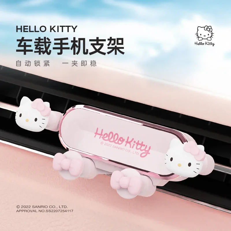 Hello Kitty Kawaii Sanrio Ins Car Mobile Phone Bracket Pendant Cute Cartoon My Melody Creative Car Holder Decoration Gifts Kids