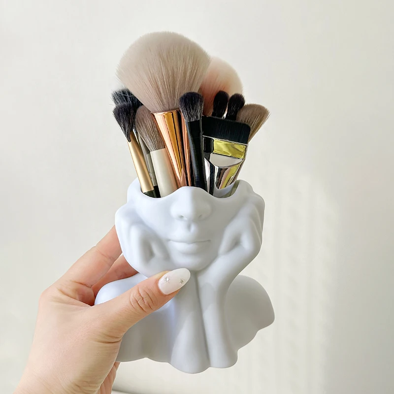 2 ыыы الإبداعية جسم الإنسان الفن التصميم اللوازم المكتبية سطح المكتب متعدد الوظائف تخزين حامل قلم فرشاة للمكياج حامل الديكور