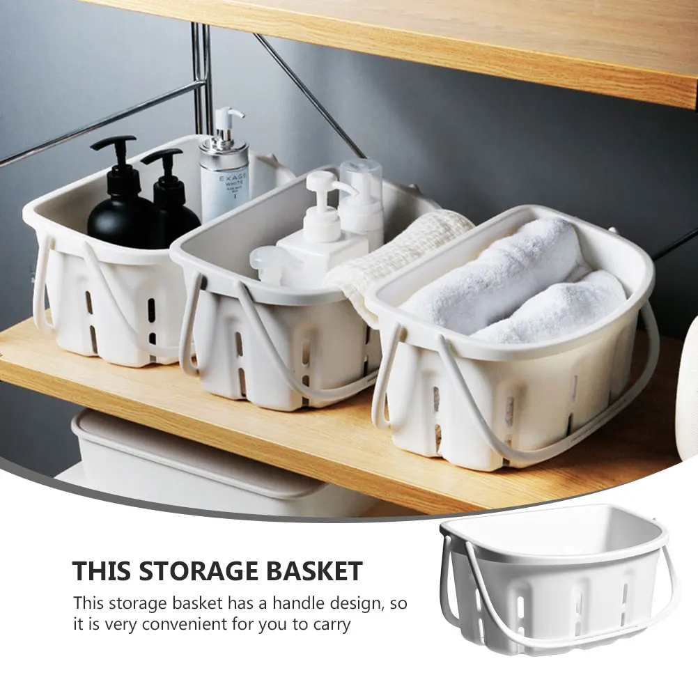 

Plastic Bath Storage Organizer Portable Shower Container Space-Saving Holder For Bathroom Essentials Drainage Design