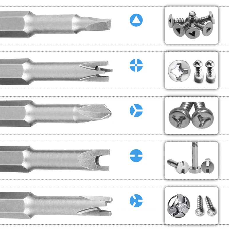 Conjunto de bits em forma de fenda especial, em forma de U, tipo Y, triângulo, ameixa interna, cruz, três pontos, 50mm, 4-7 peças