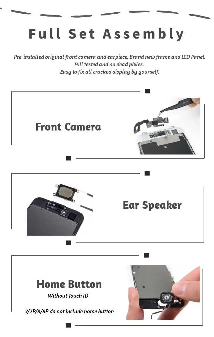 AAA Full Set Display For Apple iPhone 6S LCD Screen Replacement Complete Assembly Touch Digitizer Front Camera+Home Button