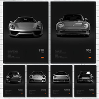 Pop Car Home Decor Wall Art Posters 918 GT3-RS-911 TURBO GT4 Sports Black Car Famous Cool Fashionable Gifts for Car Enthusiasts