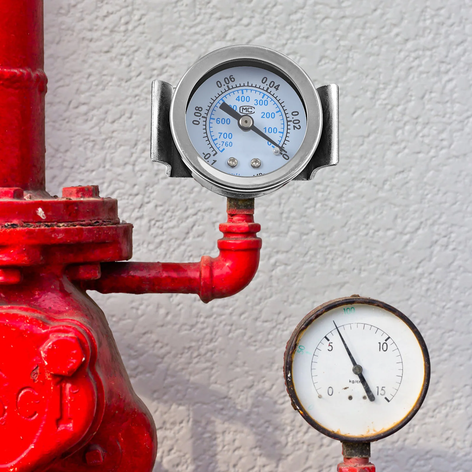 

1 pc Axial Pressure Gauge -0.1-0Mpa Stainless Steel Dual Scale Bracket Manometer For Hydraulic Pneumatic Systems