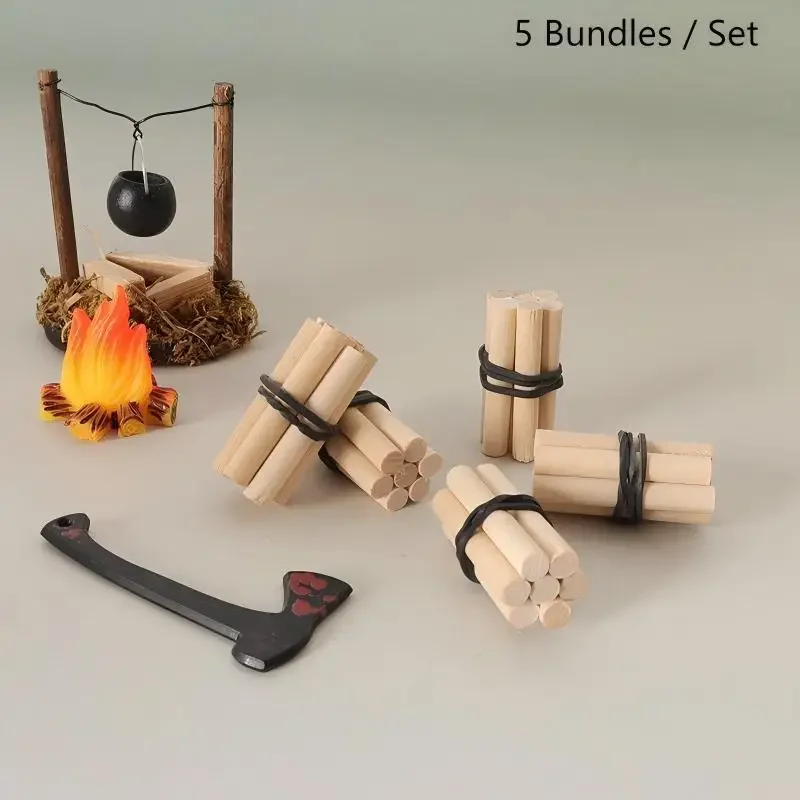 5 bundels poppenhuis simulatie mini brandhout model poppenhuis camping scène decoratie 1/12 poppenhuis accessoires speelgoed