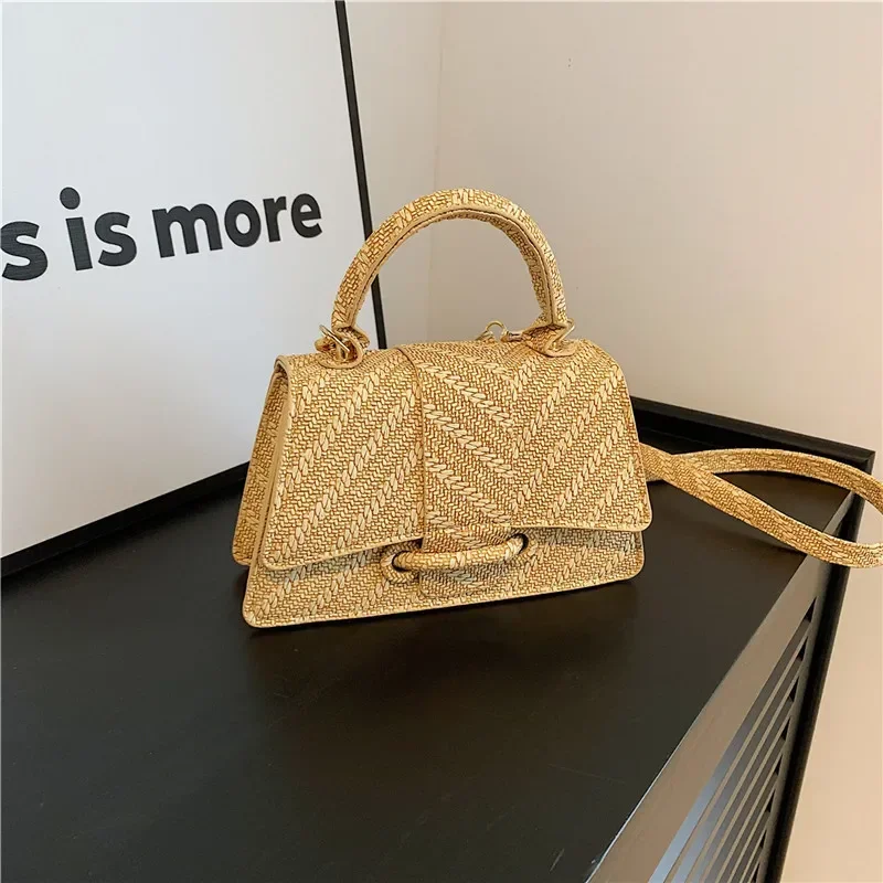 Premium texture women pattern small square bag simple commuter handbag fashion light luxury shoulder messenger bag