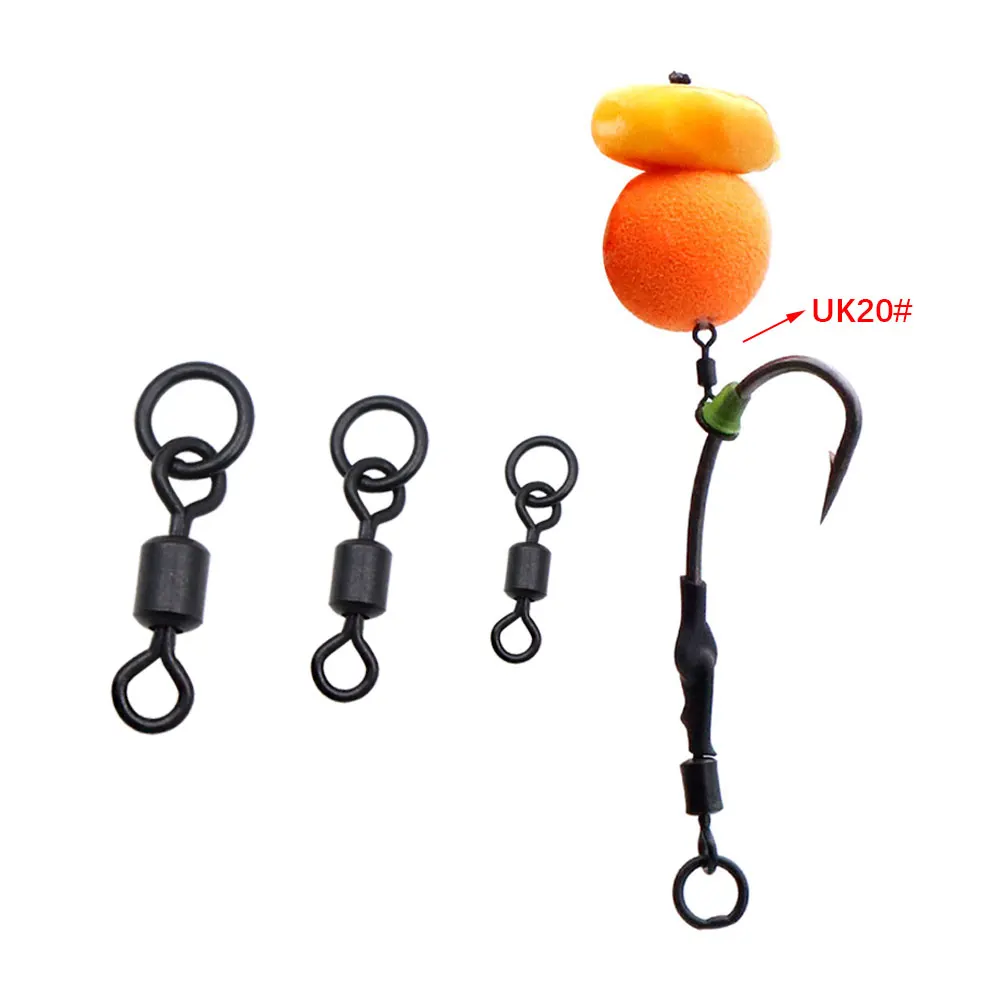 20 Stück Karpfenangeln Wirbel Runde Ring Hair Rig Wirbel UK20 # Für Karpfenhaken Pop Up Bait Boilie Connector Fischzubehör Tackle – Detail 1