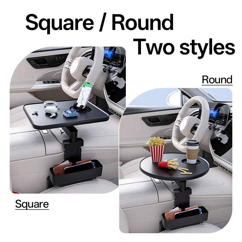 Car-Mounted Multi-Functional Floating Small Table Board Adjustable Stable Car Cup Holder Storage Elevatable Rotatable Mini Table
