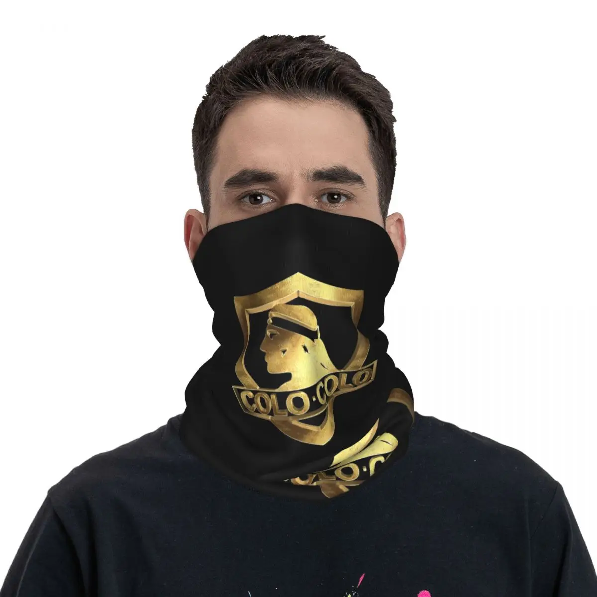 Golden Santiago Football Bandana Neck Cover Social Y Deportivo Colo-Colo Balaclavas Face Scarf Cycling Outdoor Sports Men Winter