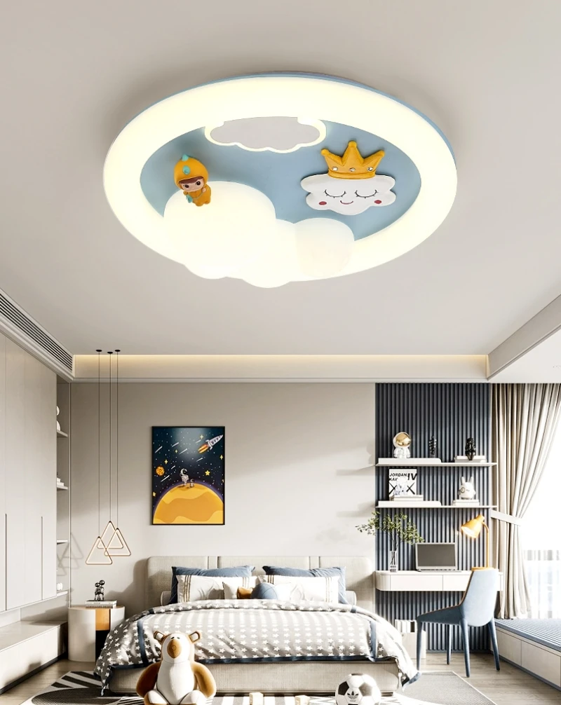 New Rabbit Ceiling Lamp for Children's Room Cartoon Princess Kids Bedroom Sky Clouds Boys Girls Bedroom Study Light Indoor Decor