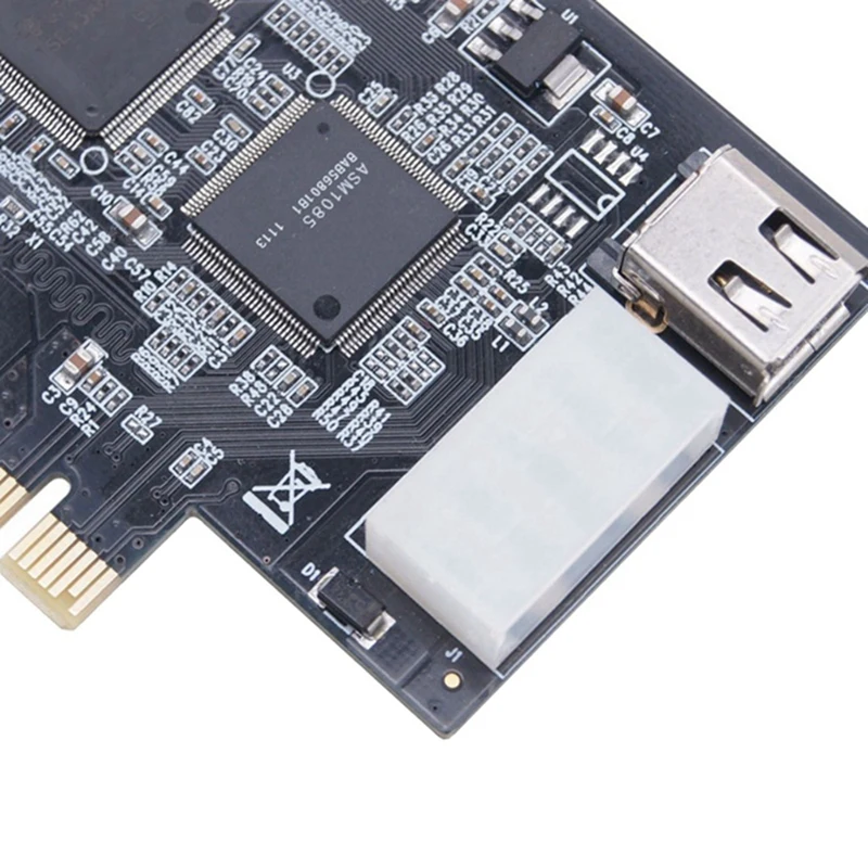 PCI-E 1X IEEE 1394A 4พอร์ต (3 + 1) อะแดปเตอร์ Firewire 1394การ์ด FireWire สีดำ PCIe + 6 PIN เป็น4 PIN 1394สาย