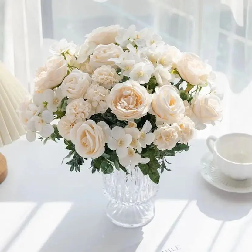 Künstliche Blumen aus Seide, Pfingstrosen, Rosen, Stickerei, Blumenkugeln, Dekorationen für den Außenbereich, Valentinstag, Hochzeit, Party, DIY, Foto-Requisiten