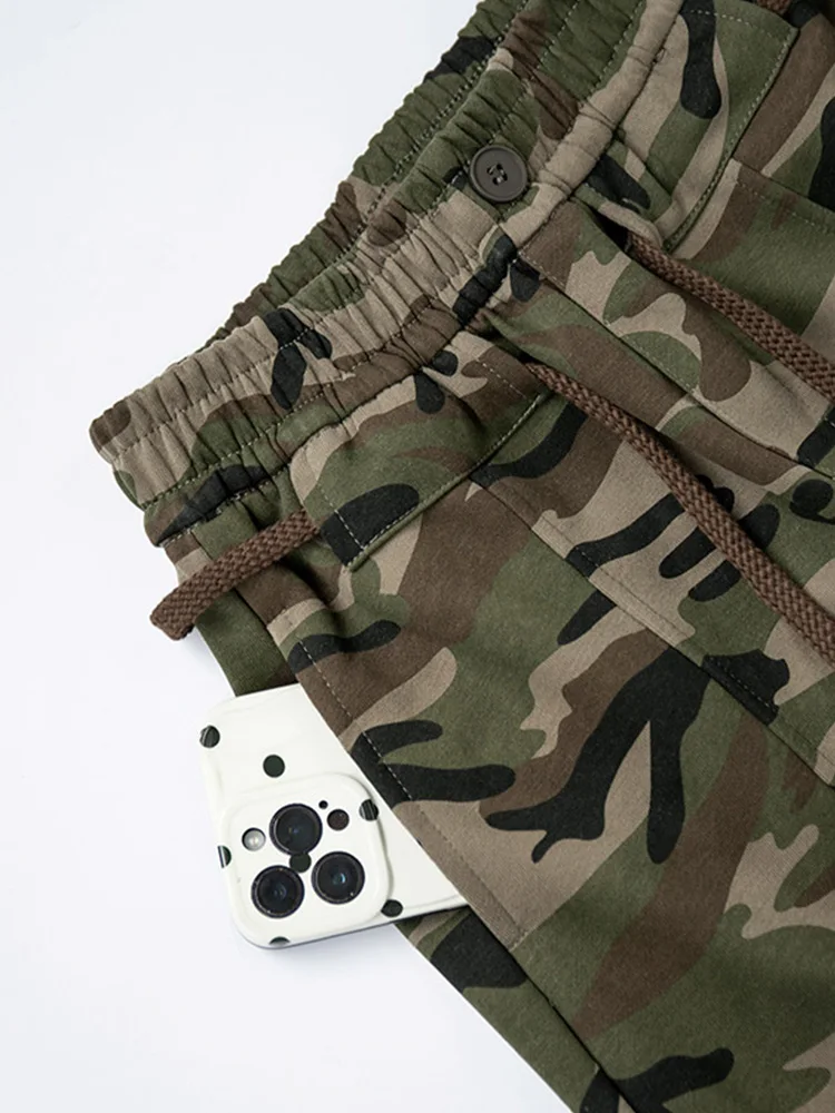 Pantaloni a gamba larga cargo mimetici retrò 2025 da donna - Pantaloni a gamba dritta slim fit larghi a vita alta primavera autunno