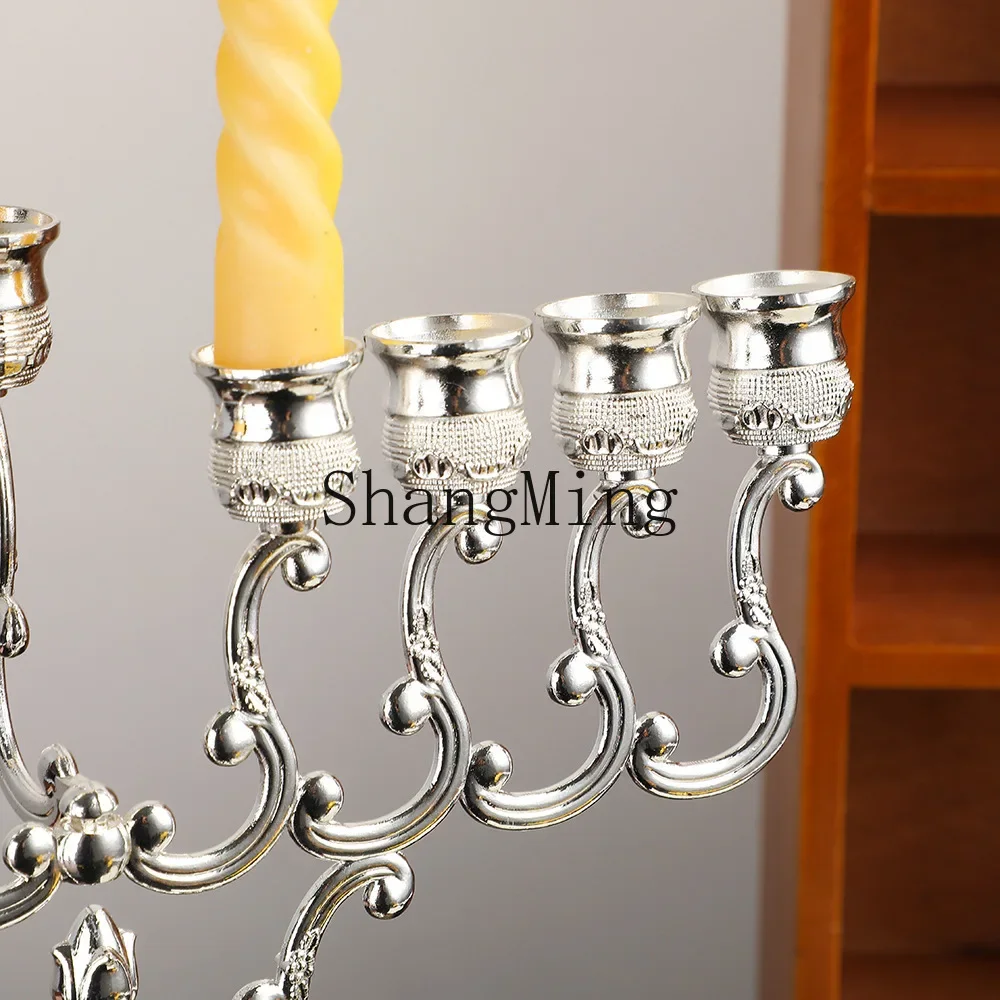 

CL religious handicraft metal candle holder Hanukkah 9-head candle holder light luxury retro candle holder nine-head