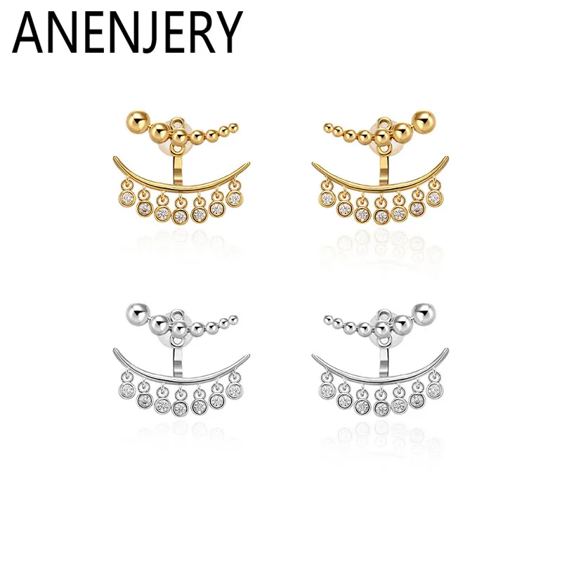 ANENJERY Perlen Quasten Intarsien Zirkon Ohrringe für Frauen Mode Persönlichkeit Schmuck Geschenke Großhandel Party