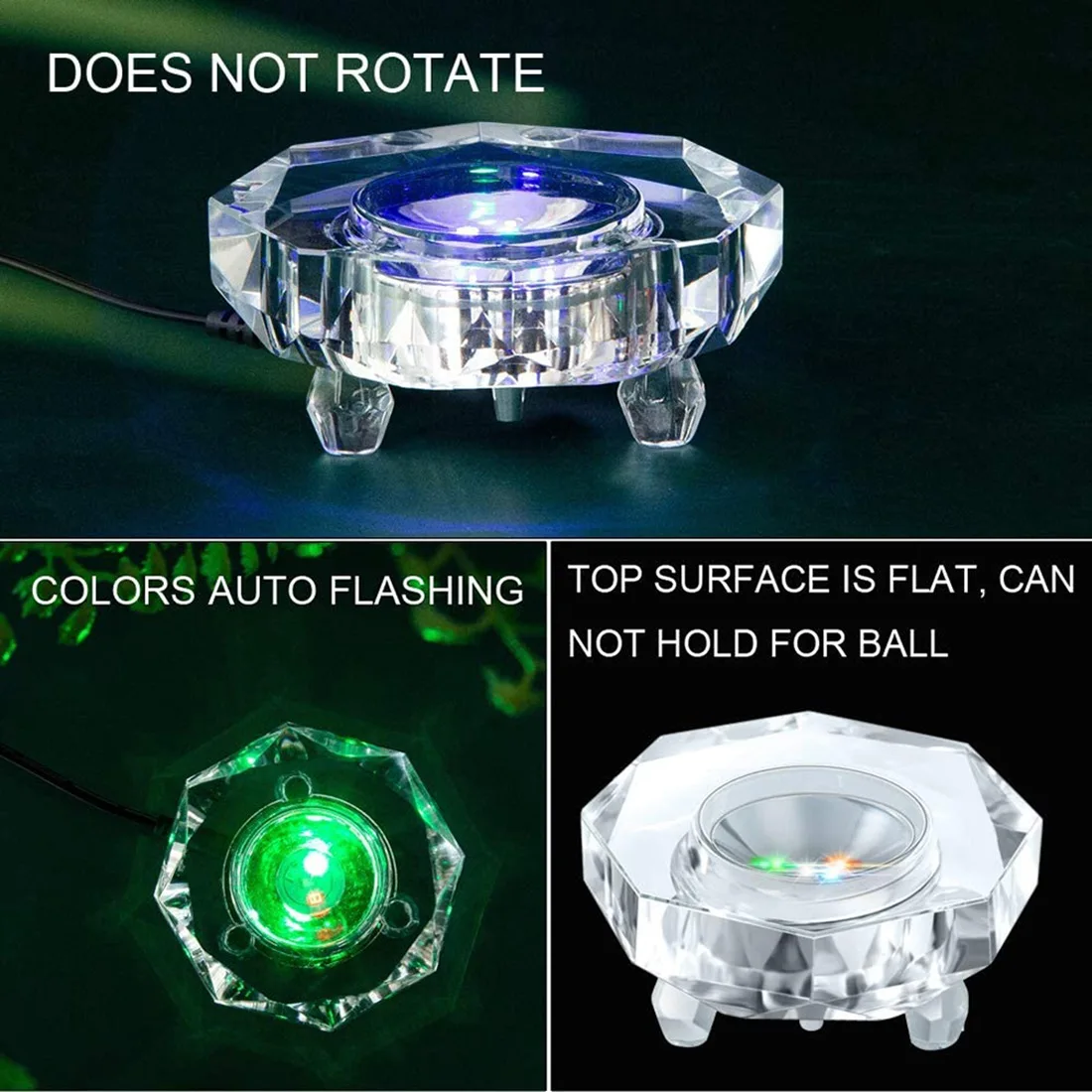 Crystal LED Light Base Multicolor Auto Flashing Pedestal Color Show Stand Lighted Display Plate with Flat Top Surface