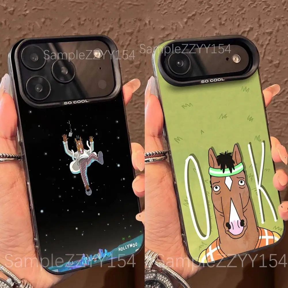 

Cartoon B-BoJack Horseman Phone Case For iPhone 17,16,15,14,13,12,X,8,Pro,Max,Plus,E,SE4,Air,Mini Black IMD Matte