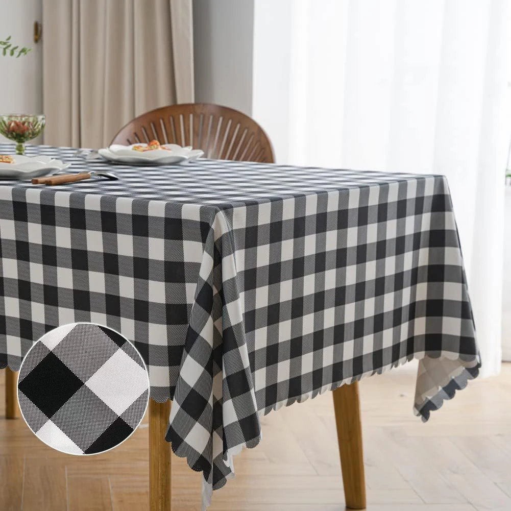 LZ Checkered Tablecloth Rectangle - Stain Resistant, Spillproof and Washable Gingham Table Cloth for Outdoor Picnic Kitchen