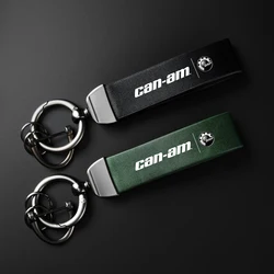 High-Grade leather Motorcycle Keychain Holder Keyring For BRP Can-Am with logo Car Accessories