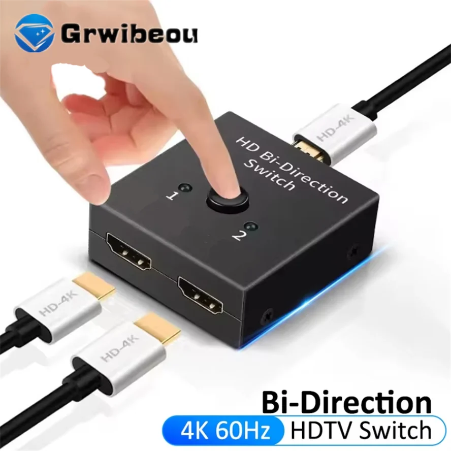 4K HDMI-compatible Switch Bi-Direction Splitter 1x2/2x1 Adapter 2 in 1 out Converter for PC Laptop PS4 Pro/4/3 TV Box Switcher