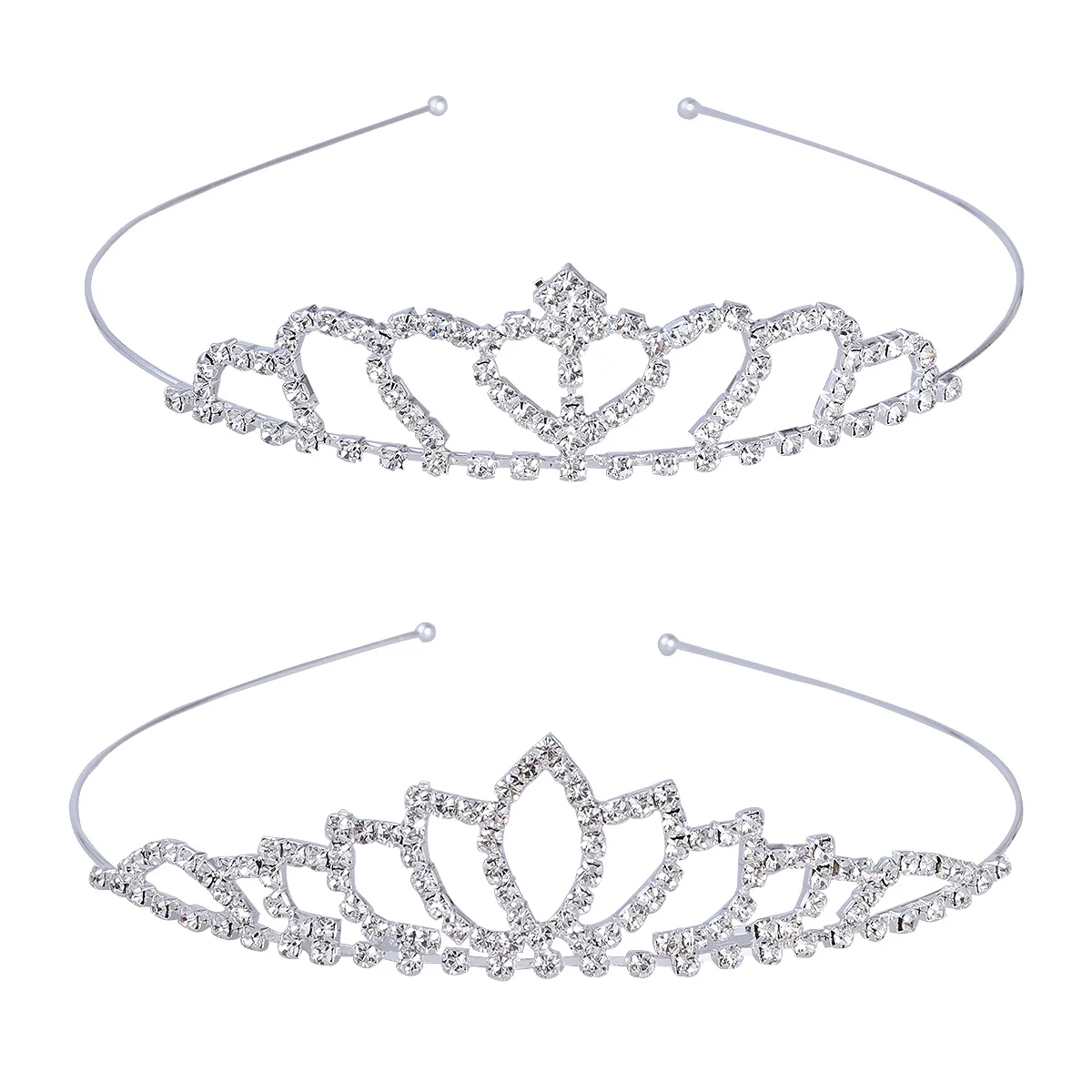 

2pcs Waterfall Love Rhinestone Crown 14X14X4Cm Metal Bridal Tiara For Wedding Party Prom Women Crown Headband Bride Hair