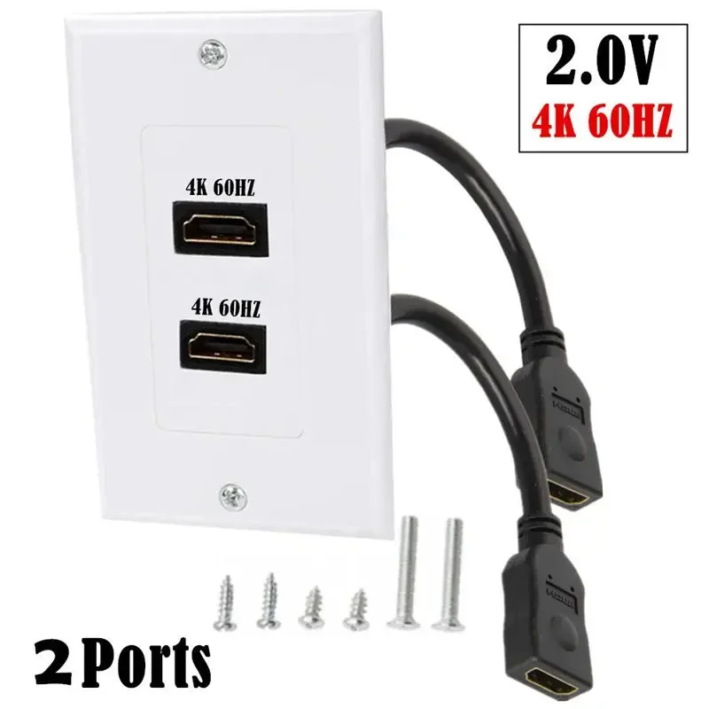 3-Port 4K2.0 Version 60Hz HDMI-Compatible High-Definition Panel Wall Plug Solderless Extension Female To Female Adapter Cable