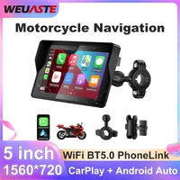 Pantalla de 5 pulgadas para motocicleta, Carplay inalámbrico, tablero Digital portátil, Android, Auto, Moto, IPX7, resistente al agua, Monitor de pantalla BT