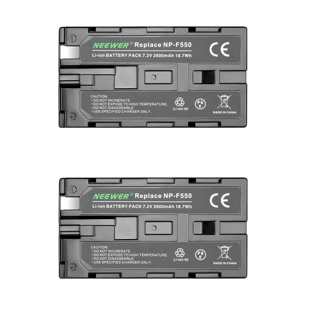 

2pcs Neewer 2600mAh NP-F550/570 запасная батарея для ручных и других зеркальных видеовспышек, которые используют Φ