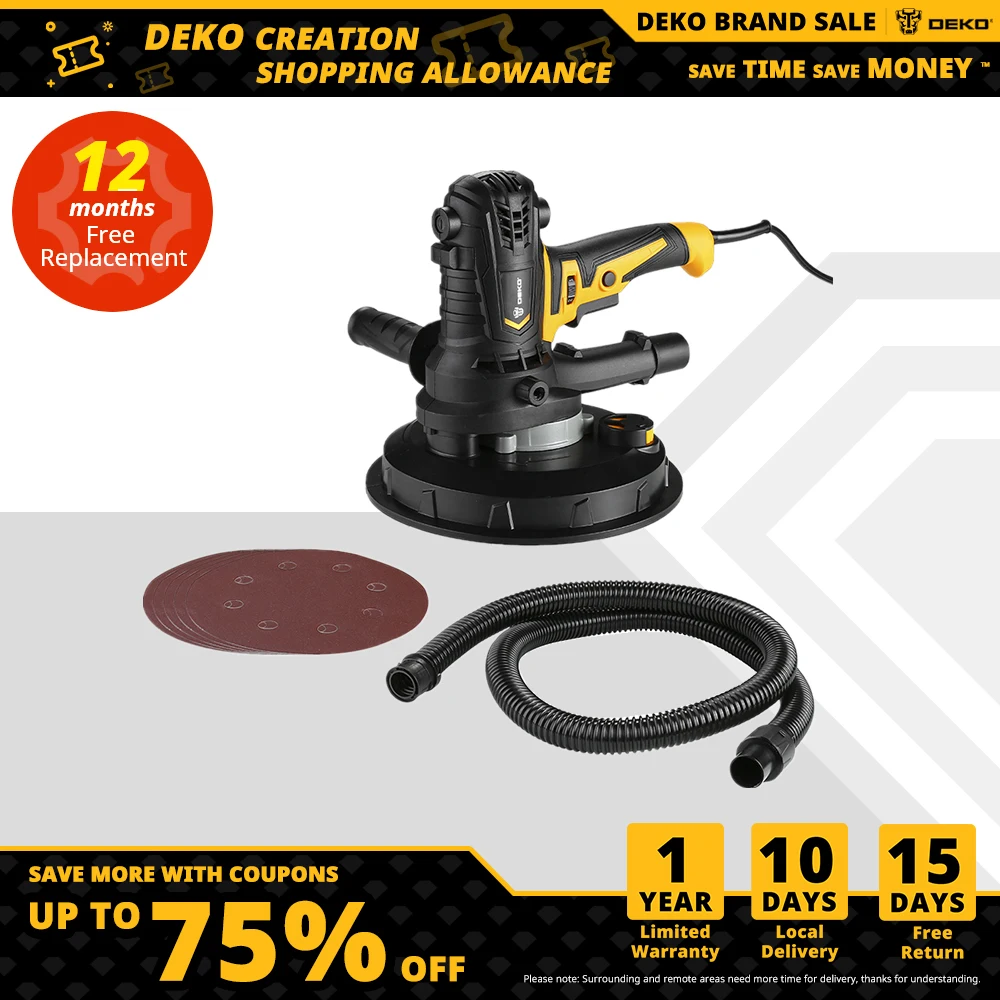 Deko Dkwp180cdld Dkwp180cd 900w Drywall Lixadeira Moagem Portátil Máquina de Polimento