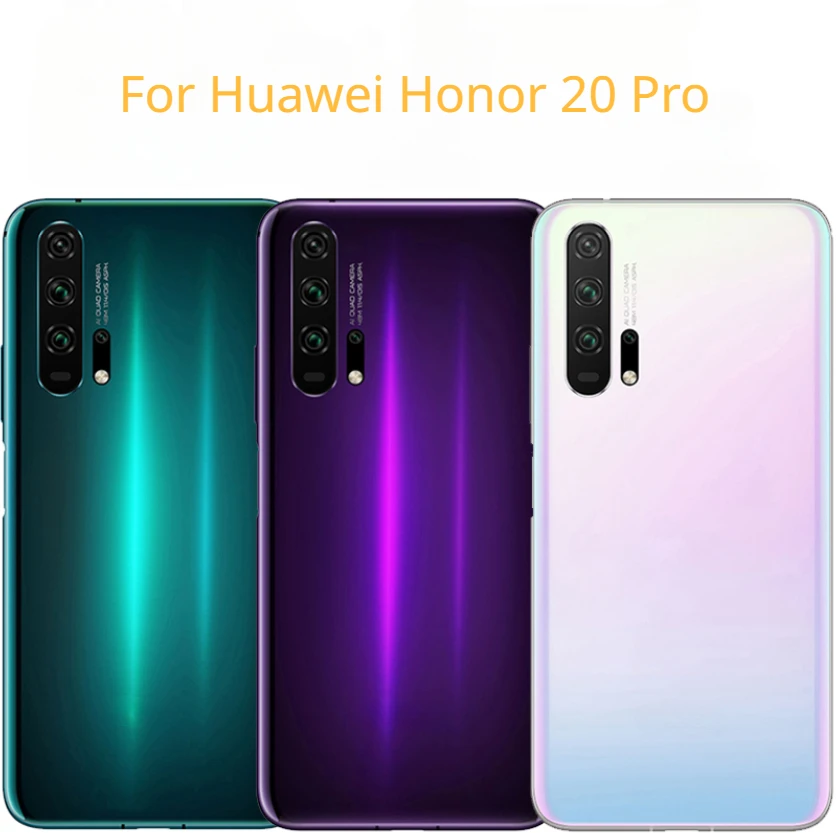 For Huawei Honor 20 Pro YAL-AL10 YAL-L41 Tempered Glass Back Battery Cover Door Housing + Flash Cover + Camera lens