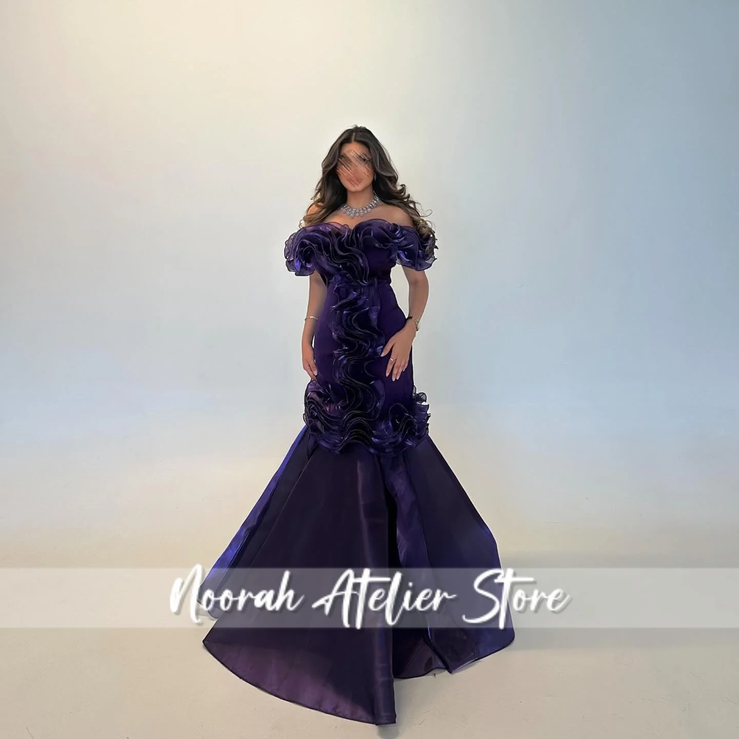 فستان سهرة أنيق أرجواني بدون أكتاف أنيق فاخر للنساء 2025 نسائي دبي حورية البحر فستان حفلة موسيقية مخصص