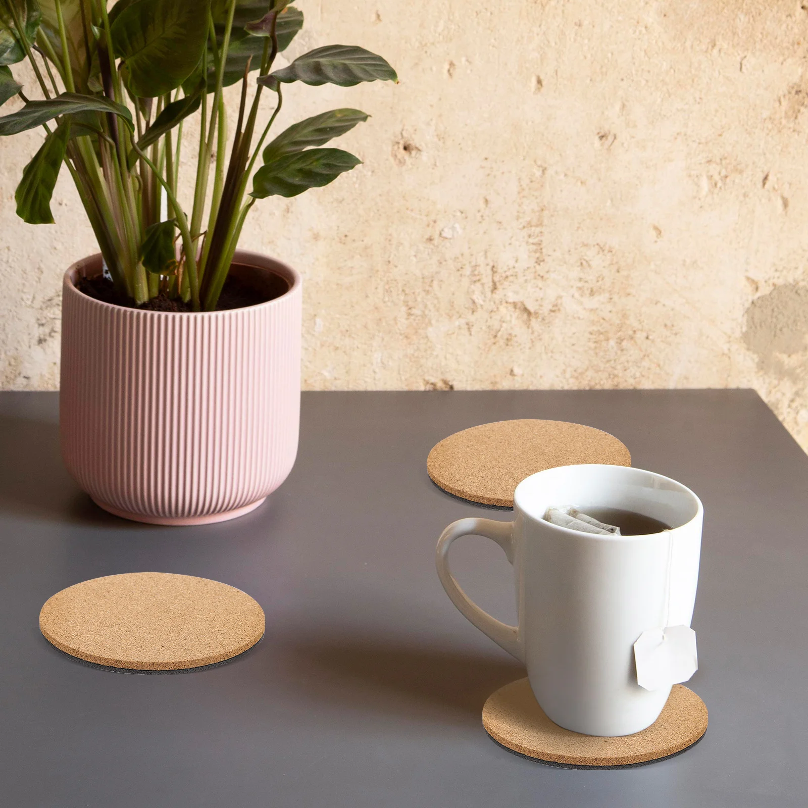 

8 Pcs Cork Coasters Plant Pot Base Cup Plants Round Insulation Pad Pvc Hot Pads for Kitchen