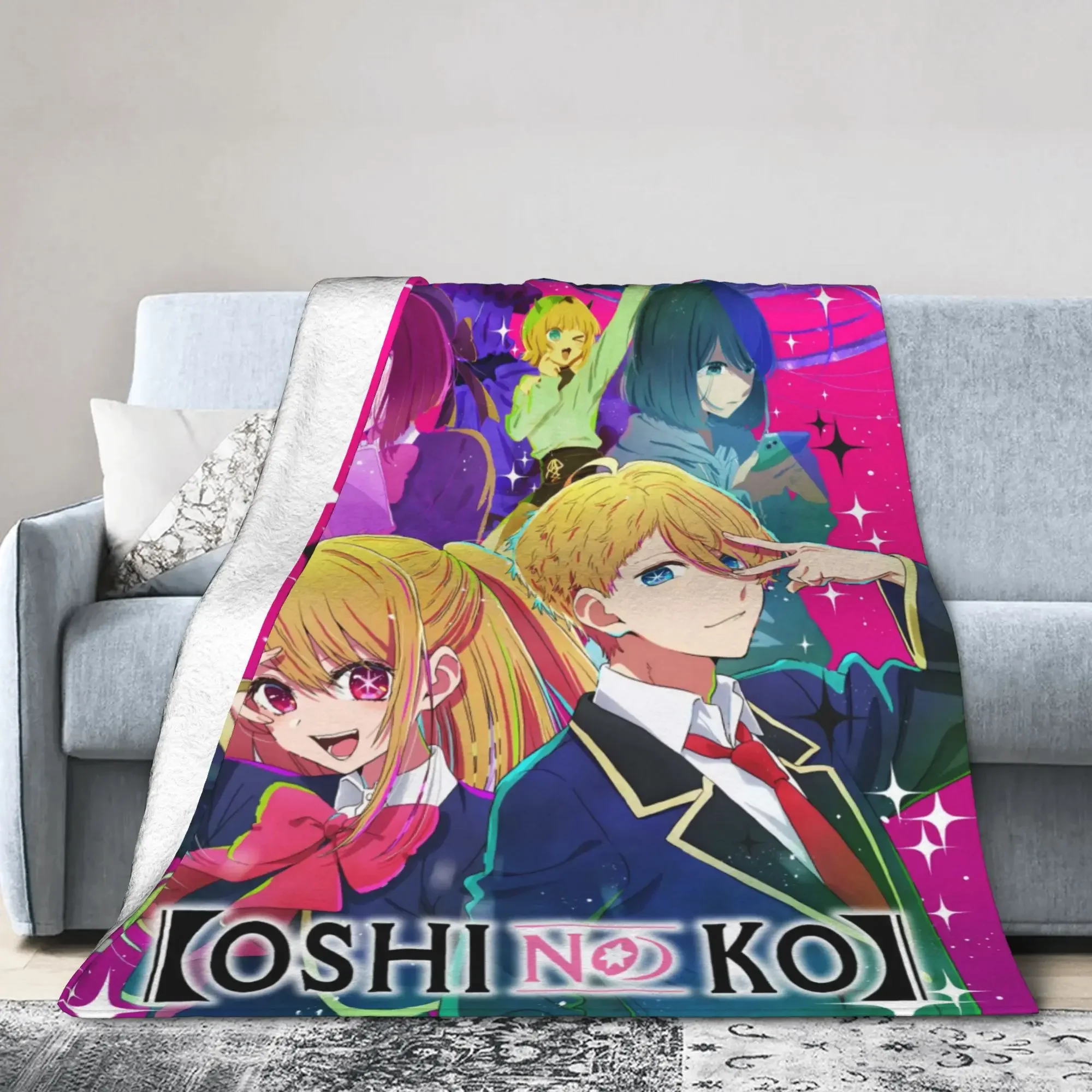 Anime Oshi No Ko Bild Flanelldecke Winter Super Warm Bettwäsche Überwürfe für Kinder Wohnzimmer Neuheit Tagesdecke Sofabezug