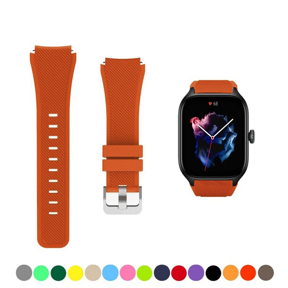 Ремешок для часов Amazfit GTS/2/2e/3/4 GTS2 Mini/GTR 4/3/Pro/47 мм/GTR2/2e/stratos 2/3, силиконовый браслет Amazfit ремешок bip